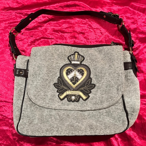 Vintage Grey Juicy Couture Messenger Bag Purse Crossbody...